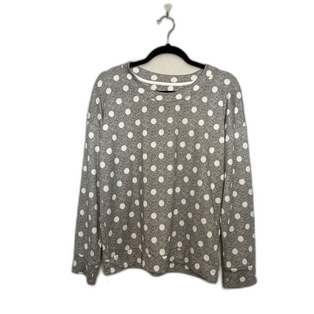 Kate Spade New York Ladies Small Grey with White Polka Dots Long-sleeve PJ Top